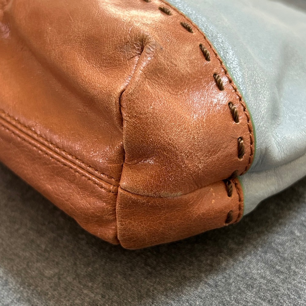 The Sak 100% Leather Hobo Shoulder Bag Blue Brown Braided Strap Purse - Picture 12 of 16